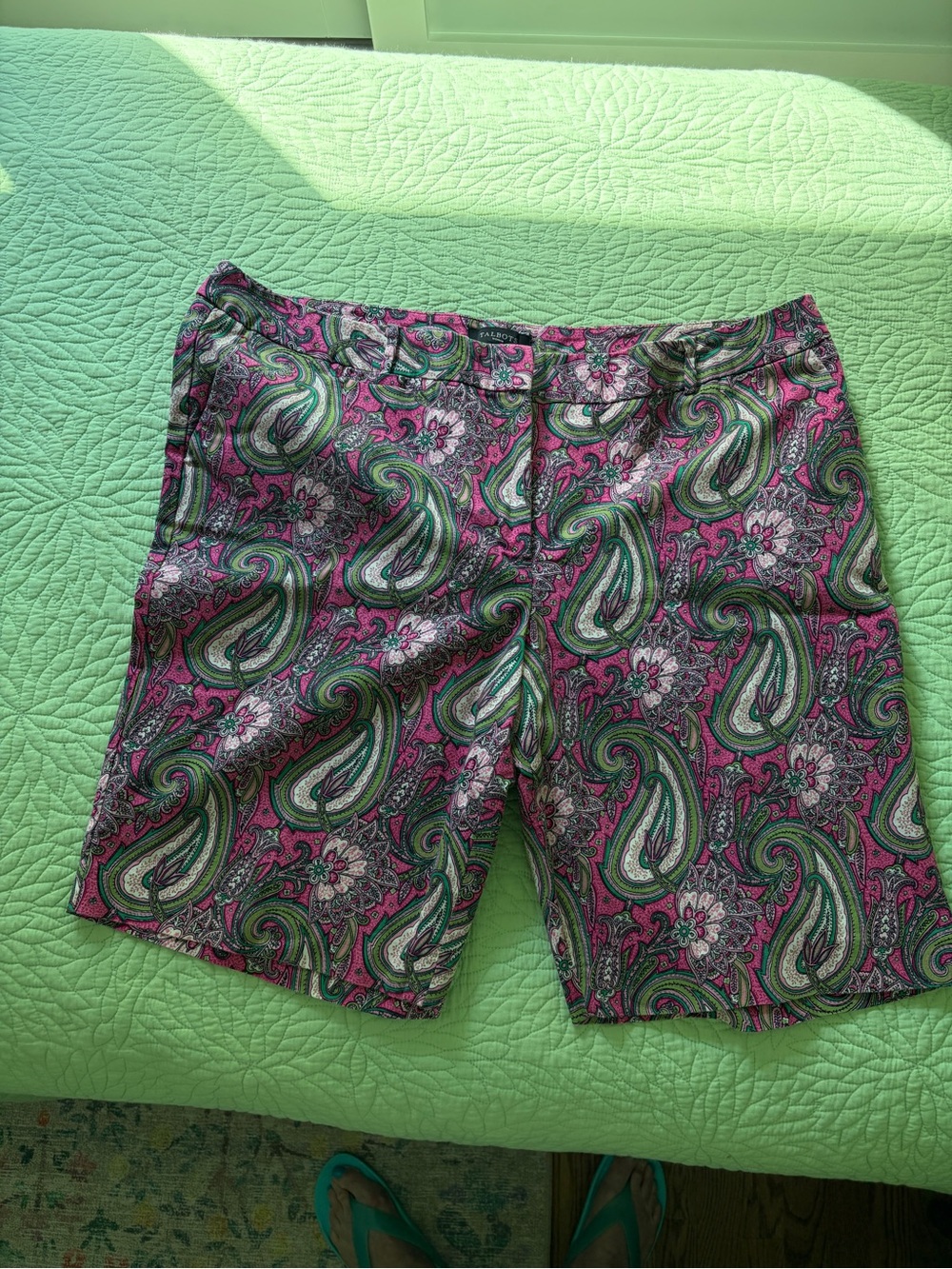 Talbots Pink & Green Paisley Bermuda Shorts